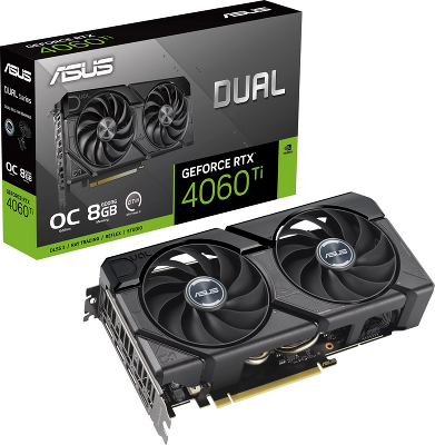 Видеокарта/ VGA ASUS NVIDIA GeForce DUAL-RTX4060TI-O8G-EVO 8GB, GDDR6/128-bit, PCIe 4.0, 1xHDMI 2.1a, 3xDP, 2.5-slot 90YV0J49-M0NA00