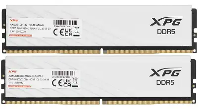Память DDR5 2x16GB 6400MHz A-Data AX5U6400C3216G-DTLABWH XPG Lancer Blade RTL Gaming PC5-51200 CL32 DIMM ECC 288-pin 1.4В kit dual rank с радиатором Ret