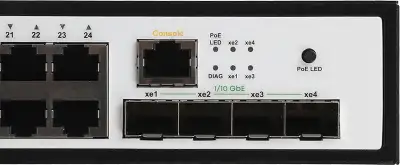 Коммутатор SNR SNR-S5210G-24TX-POE (L2+) 24x1Гбит/с 4SFP+ 24PoE 370W управляемый