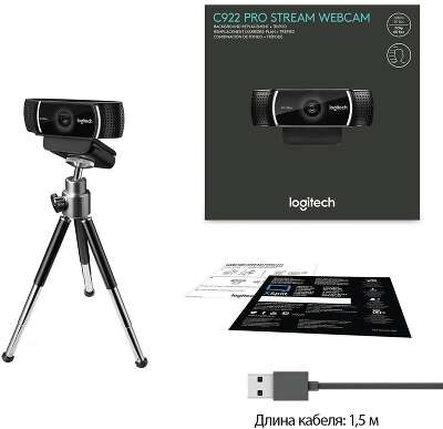 960-001088/960-001089 Logitech WebCam C922 Pro Stream  {USB 2.0, 1920*1080, 2Mpix foto, Mic, Black}