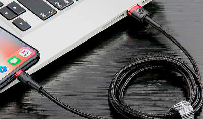 Кабель Baseus Cafule Cable USB to Lightning, 1 м, Black/Red [CALKLF-B19]