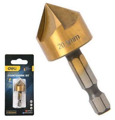 Зенковка конусная под М10 по металлу/дереву/пластику Deli DH-DJZ003-E1 20,5мм, сталь HSS, угол заточки 90град., шестигранный хвостовик
