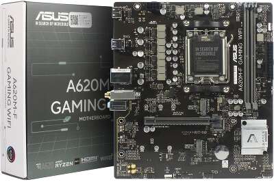 ASUS A620M-F GAMING WIFI (Socket AM5, mATX, 4xDDR5(192GB), HDMI, 1xPCIe 4.0x16/2xPCIe 3.0x1, 2,5xLAN, 3xM.2, 2,5xLAN,WiFi 6E, BT, 2xUSB 3.2, 4xUSB 2.0,1xPS/2)