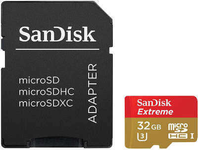 Карта памяти 32 Гб Micro SDHC SanDisk Extreme Сlass 10 UHS-I U3 [SDSQXNE-032G-GN6MA]