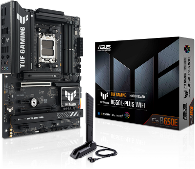 Материнская плата ASUS TUF GAMING B650E-PLUS WIFI, AM5, B650, 4*DDR5, 4*SATA, 3*M.2, 3*USB 3.2, 6*USB 2.0, Type-C, 3*PCIx16, 2*PCIx1, DP+HDMI, ATX; 90MB1M20-M0EAY0