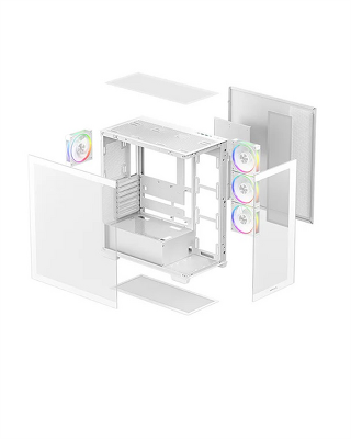 корпус Deepcool CG580 4F V2 WH без БП, боковое окно (панорама), 4x120mm ARGB PWM вентилятора, белый, ATX (R-CG580-WHADA4-G-2)