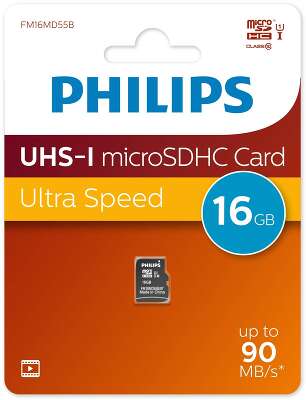 Флеш карта microSD 16GB PHILIPS High Speed  microSDHC Class 10 90MB/s