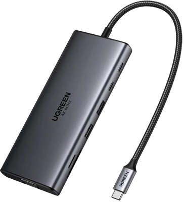 Конвертер UGREEN CM639 (45520) 11-in-1 4K@60Hz 2xUSB-C 3.2+USB-A 3.2+USB-A 3.0+HDMI+VGA+RJ45 Gigabit+SD/TF+AUX