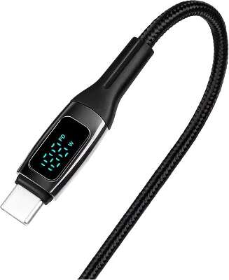 Кабель зарядный и дата TTEC AlumiCable LCD USB-C – USB-C 100W PD/QC Fast Charging&Data Cable. Длина: 150 см. Цвет: черный