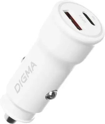 Автомобильное зар./устр. Digma DGC2С 20W 3A (PD+QC) USB-C/USB-A белый (DGC2C0HX12WH)