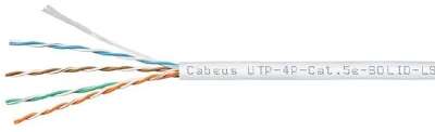 Cabeus UTP-4P-Cat.5e-SOLID-LSZH-WH Кабель витая пара UTP (U/UTP), категория 5e, 4 пары (24 AWG), одножильный, белый, LSZH, нг(А)-HF, (305 м)