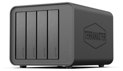 система хранения данных TerraMaster F4-212 tower NAS QC 1,7Ghz/2Gb/TRAID,JBOD,RAID0,1,10,5,6/up to 4 HS SATA(3,5' or 2,5')/2xUSB/1xGbE RJ-45/iSCSI/1xPS/1YW