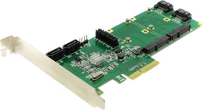 Контроллер PCI-Ex1 x 4port SATA3 (6Gb/s)+2 порта mSATA, RAID (0, 1, 10, JBOD), Hyper Duo,чип Marvell 88SE9230