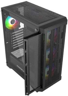 Powercase Ultimate Black, Tempered Glass, 4x 120mm ARGB fans, ARGB HUB, чёрный, ATX  (CUB-A4)