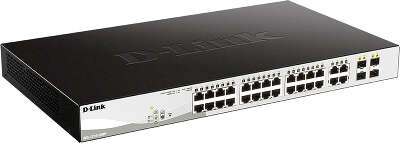 Коммутатор D-Link DGS-1210-28MP 28G 24PoE+ 370W настраиваемый