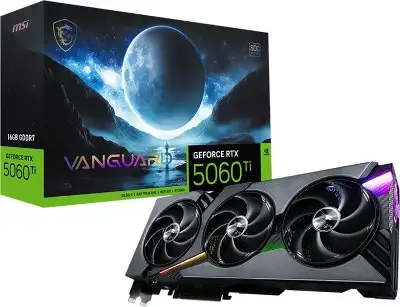 Видеокарта MSI PCI-E 5.0 RTX 5060 Ti 16G VANGUARD SOC NVIDIA GeForce RTX 5060TI 16Gb 128bit GDDR7 2692/28000 HDMIx1 DPx3 HDCP Ret