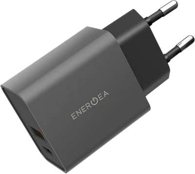 Зарядное устройство EnergEA Ampcharge PD20 PLUS, USB-C PD 20W/USB QC3.0 20W, Black [CHR-AC-PDQ20EU]
