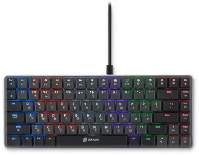 Клавиатура Оклик K615X механическая серый/серебристый USB slim Multimedia for gamer LED (1934413)