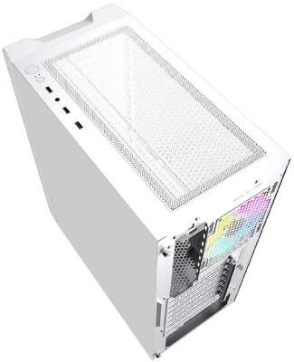 Powercase CMIEW-F4S Корпус Mistral Evo White, Tempered Glass, 1x 120mm PWM ARGB fan + ARGB Strip + 3x 120mm PWM non LED fan, белый, ATX  (CMIEW-F4S)