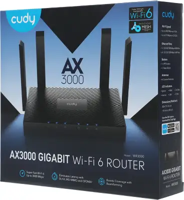 Роутер беспроводной Cudy WR3000 AX3000 10/100/1000BASE-TX/Wi-Fi черный