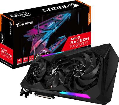 Видеокарта GIGABYTE AMD Radeon RX 6900 XT AORUS MASTER 16G (rev. 2.0) 16Gb DDR6 PCI-E 2HDMI, 2DP