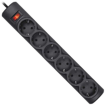 Сетевой фильтр Defender DFS 151 black (1,8 м, 6 розеток, 10A) (99494)