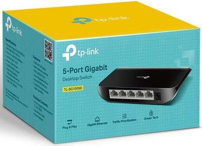 Коммутатор/ 5-port Desktop Gigabit Switch, 5 10/100/1000M RJ45 ports, plastic case