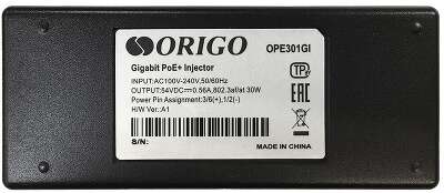 Гигабитный инжектор ORIGO OPE301GI/30W/A1A PoE+ 802.3af/at, 30 Вт, 54В DC (полный аналог DPE-301GI/A1B)