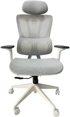 Кресло Cactus CS-CHR-MC02GY серый сетка с подголов. крестов. пластик белый