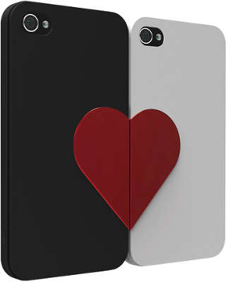 Набор чехол Ozaki iCoat Love Forever для iPhone 4/4S, черный/белый [IC882FR]