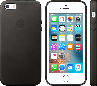 Кожаный чехол для iPhone SE Apple Leather Case, Black [MMHH2ZM/A]