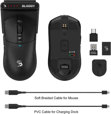 Мышь A4Tech Bloody R72 Pro Duo черный оптическая 26000dpi беспров. USB/USB-C 7but