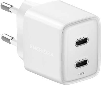 Зарядное устройство EnergEA Ampcharge Gan40+, 2xUSB-C PDl 40W, White [CHR-AC-GAN40EU]