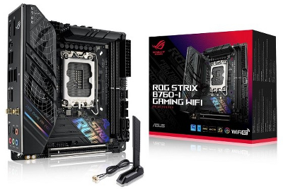Материнская плата ASUS ROG STRIX B760-I GAMING WIFI, LGA1700, B760, 2*DDR5, 4*SATA, 2*M.2, 3*USB 3.2, 3*USB 2.0, Type-C, 1*PCIx16, DP+HDMI, mITX; 90MB1D90-M1EAY0