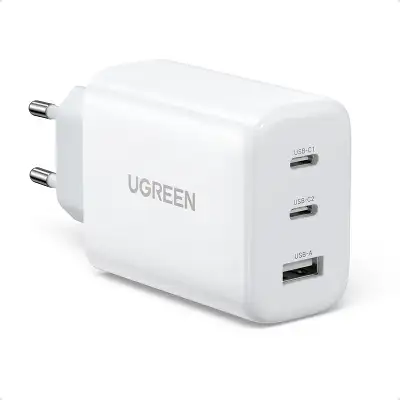 Зарядное устройство Ugreen CD275 (90496) USB-A+2*USB-C 65W Fast Charger EU. Цвет: белый
