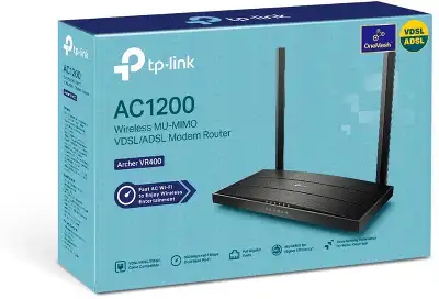 Маршрутизатор беспроводной TP-Link Archer VR400 AC1200 10/100/1000BASE-TX/VDSL/ADSL
