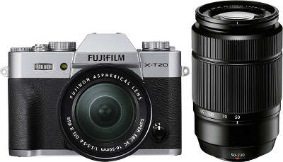 Цифровая фотокамера Fujifilm X-T20 Silver Double kit (XC 16-50 f/3.5-5.6 OIS II, XC 50-230 мм f/4.5-6.7 OISII)