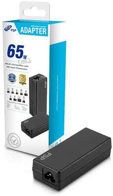 Адаптер питания FSP NB PRO 65 (FSP065-RBBN3) AC-DC 65W Adapter, Вход C6 (для ноутбучного кабеля), Кабель 1500мм, Выход 19V, в комплекте 9 переходников. RETAIL