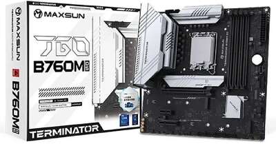 MAXSUN MS-Terminator B760M D5 (Socket 1700, mATX, 4*DDR5, DP/HDMI, 4*SATA3, 3*M.2, 1xPCI-E x16 /1xPCI-E x4, 6*USB 2.0,  2*USB 3.2 Gen1, LAN 1*2.5G, RTL)
