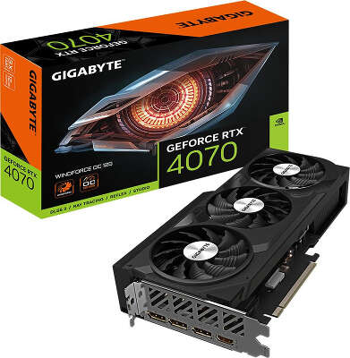Видеокарта GIGABYTE NVIDIA nVidia GeForce RTX 4070 WINDFORCE OC 12Gb DDR6X PCI-E HDMI, 3DP