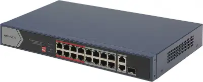 Коммутатор Hikvision DS-3E0318P-E/M 17x100Mb 1SFP 16PoE+ 135W неуправляемый