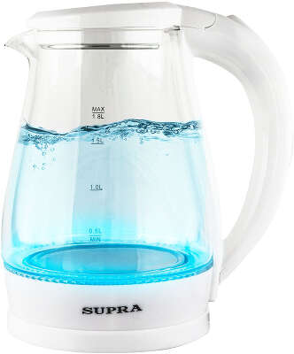 Чайник Supra KES-1856G 1.8л. 1500Вт белый/прозрачный (корпус: стекло)