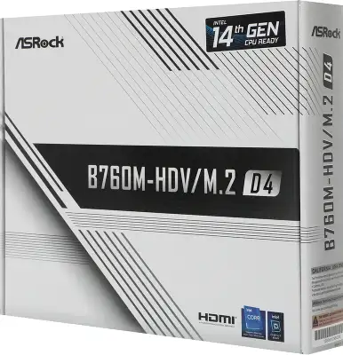 Материнская плата Asrock B760M-HDV/M.2 D4 Soc-1700 Intel B760 2xDDR4 mATX AC`97 8ch(7.1) GbLAN RAID+VGA+HDMI+DP