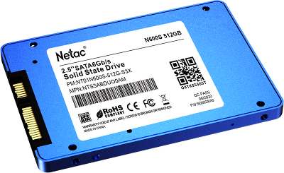 SSD накопитель Netac SSD N600S 512GB 2.5 SATAIII 3D NAND, 7mm, R/W up to 540/490MB/s, TBW 280TB, 5y wty