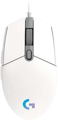 Мышь проводная игровая LOGITECH G102 LightSync (Световая синхронизация) белый (USB, 8000dpi, 6but) (910-005809)