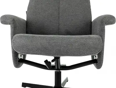 Кресло для дома Бюрократ _Baron с пуфом серый металл черный крестов. (_BARON/GREY)