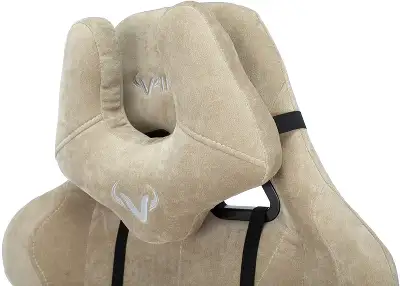 Кресло игровое Zombie VIKING KNIGHT Fabric песочный Light-21 с подголов. крестов. металл