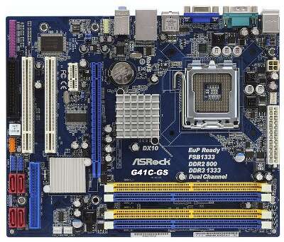 Материнская плата mATX LGA775 ASRock G41C-GS