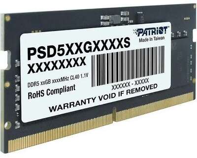 Память PATRIOT DDR5 SO-DIMM 16Gb (PC538400, 4800MHz, CL40, 1.1V, RTL) (PSD516G480081S)