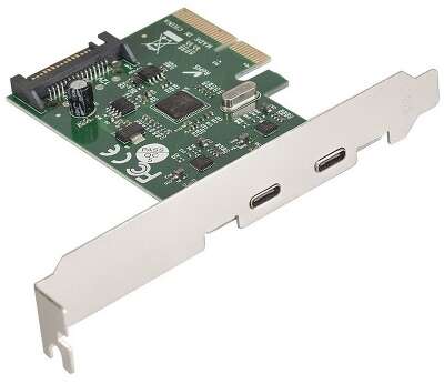 Контроллер ExeGate EXE-313 PCI-Ex4, 2*USB3.1 Type-C ext, разъем доп.питания {100} (117341)